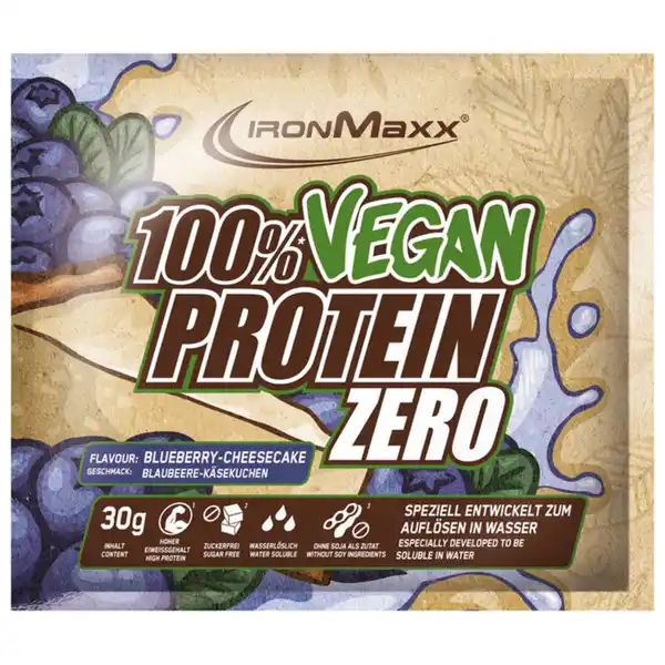 Bild 1 von IronMaxx 2 x 100% Vegan Protein Zero Blueberry Cheesecake