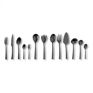 Echtwerk Besteckset Avelino, Schwarz, Metall, 68-teilig, ergonomischer Griff, rostfrei, lebensmittelecht, Essen & Trinken, Besteck, Besteck-Sets