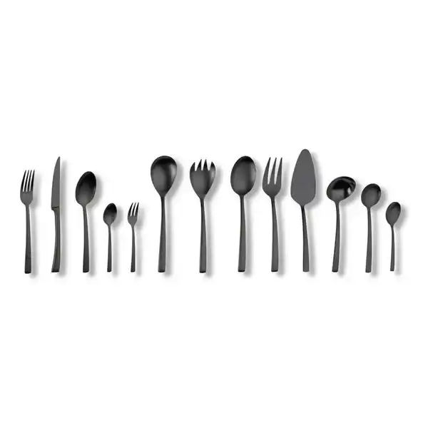 Bild 1 von Echtwerk Besteckset Avelino, Schwarz, Metall, 68-teilig, ergonomischer Griff, rostfrei, lebensmittelecht, Essen & Trinken, Besteck, Besteck-Sets