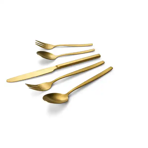 Bild 1 von Echtwerk Besteckset, Gold, Metall, 30-teilig, ergonomischer Griff, rostfrei, lebensmittelecht, Essen & Trinken, Besteck, Besteck-Sets