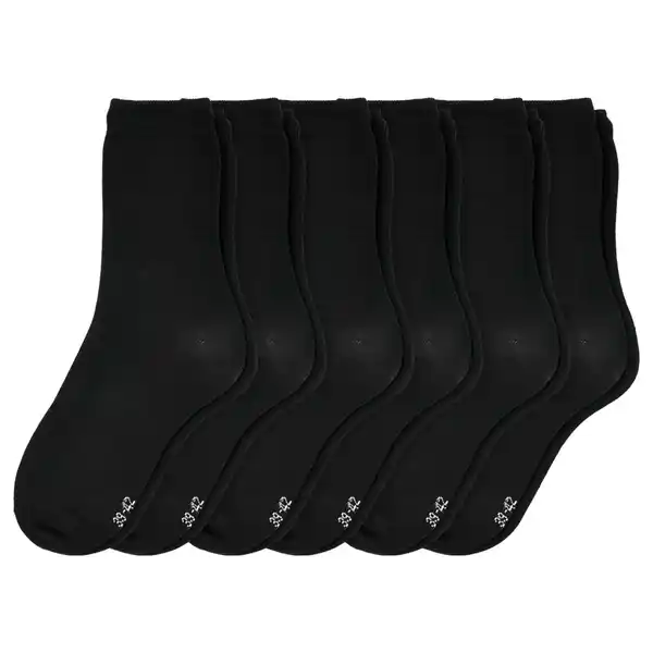 Bild 1 von 6 Paar Damen Socken unifarben SCHWARZ