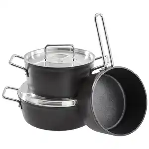 Fissler Kochtopfset Adamant, Schwarz, Metall, 3-teilig, 20 cm,18 cm, backofengeeignet, kratzfest, Kochen, Töpfe, Topfsets