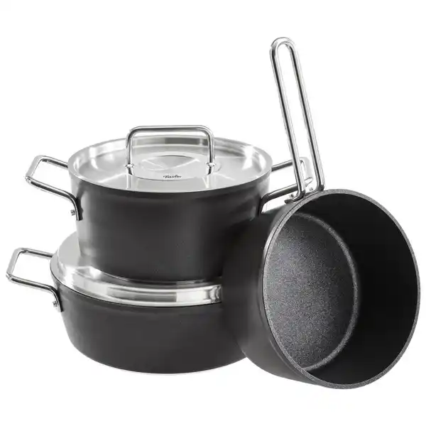 Bild 1 von Fissler Kochtopfset Adamant, Schwarz, Metall, 3-teilig, 20 cm,18 cm, backofengeeignet, kratzfest, Kochen, Töpfe, Topfsets