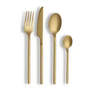 Echtwerk Besteckset, Champagner, Metall, 16-teilig, ergonomischer Griff, rostfrei, lebensmittelecht, Essen & Trinken, Besteck, Besteck-Sets