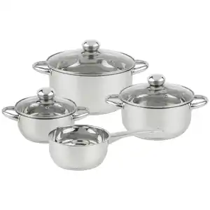 Boxxx Kochtopfset, Edelstahl, Metall, 4-teilig, 16 cm, 1.0 l,2.5 l,1.0 l,4.0 l, Lfgb, Messskala, Kochen, Töpfe, Topfsets