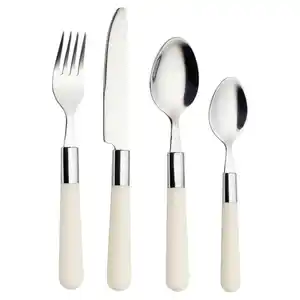 Echtwerk Besteckset, Creme, Metall, 16-teilig, rutschfester Griff, lebensmittelecht, nickelfrei, Essen & Trinken, Besteck, Besteck-Sets