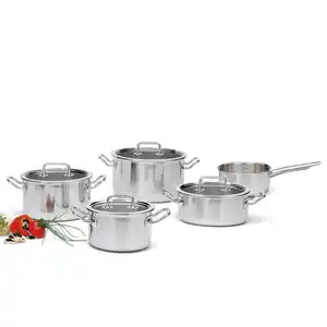 Spring Kochtopfset Brigade Basic, Silber, Metall, 5-teilig, 30.3x31.6x30.5 cm, Kochen, Töpfe, Topfsets