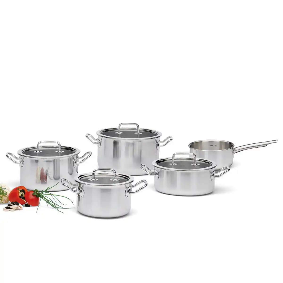 Bild 1 von Spring Kochtopfset Brigade Basic, Silber, Metall, 5-teilig, 30.3x31.6x30.5 cm, Kochen, Töpfe, Topfsets