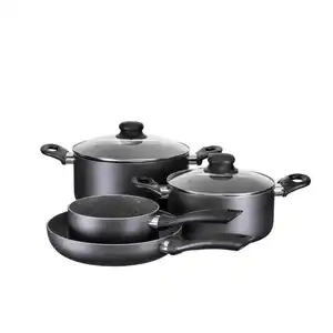 Mäser Kochtopfset Izar, Schwarz, Metall, 6-teilig, 20 cm,16 cm, rund, backofengeeignet, hitzebeständige Griffe, Kochen, Töpfe, Topfsets