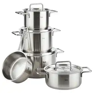 Fissler Kochtopfset Pure, Silber, Metall, 5-teilig, 16 cm,20 cm,16 cm, Made in Germany, backofengeeignet, Kochen, Töpfe, Topfsets