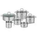 Bild 1 von ELO Kochtopfset Citrin, Silber, Metall, 6-teilig, 24 cm,16 cm, 5,8 l,1,3 l,1,3 l,2,6 l, rund, Messskala, backofengeeignet,backofengeeignet, Kochen, Töpfe, Topfsets