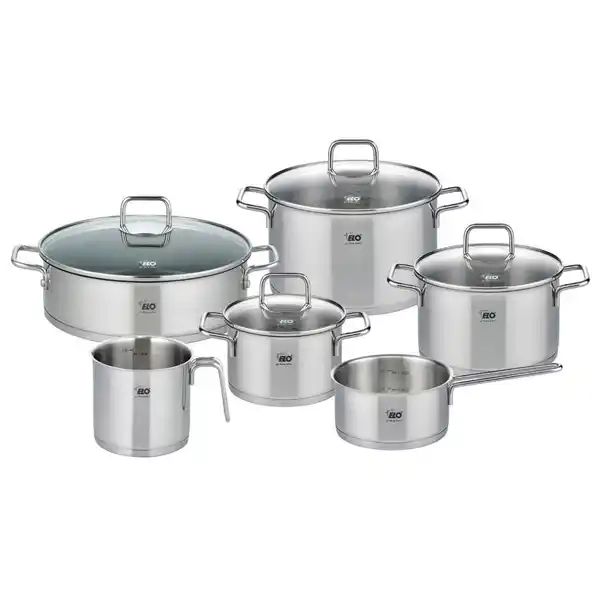 Bild 1 von ELO Kochtopfset Citrin, Silber, Metall, 6-teilig, 24 cm,16 cm, 5,8 l,1,3 l,1,3 l,2,6 l, rund, Messskala, backofengeeignet,backofengeeignet, Kochen, Töpfe, Topfsets