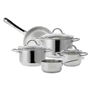 Echtwerk Kochtopfset, Silber, Metall, 8-teilig, 24 cm,20 cm,16 cm, 5,9 L,3,5 L,1,8 L,1,4 L, rostfrei, optimale Wärmeverteilung, leichte Reinigung,mit Dampfablass, für versch. Topfgrößen geeignet,