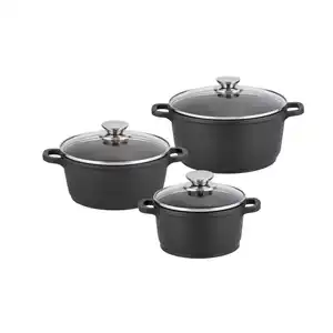 ELO Kochtopfset Alucast, Schwarz, Metall, 6-teilig, 16 cm,20 cm, 1,3 L,3,6 L,4 L, geschmacksneutral, leichte Reinigung, Kochen, Töpfe, Topfsets