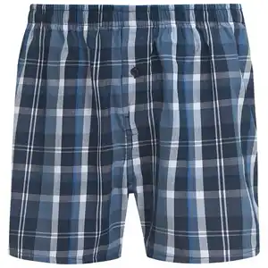 Herren Boxershorts mit Karo-Muster DUNKELBLAU