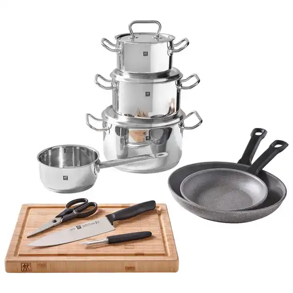 Bild 1 von Zwilling Kochtopfset XXXLutz Exclusiv, Edelstahl, Holz, Metall, 10-teilig, 16 cm,20 cm,16 cm, Kochen, Töpfe, Topfsets