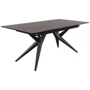 Novel Esstisch, Grau, Schwarz, Metall, Glas, Keramik, rechteckig, konisch, 95x76x180-230 cm, ausziehbar, Esszimmer, Tische, Esstische, Glastische