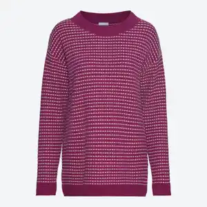 Damen-Pullover mit überschnittener Schulter, Dark-pink