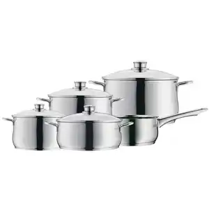 WMF Kochtopfset, Edelstahl, Metall, 5-teilig, 16 cm,20 cm,16 cm, 2 l,3,5 l,6,5 l,3 l,1,5 l, rund, rostfrei, TransTherm®-Allherdboden, Kochen, Töpfe, Topfsets