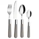 Bild 1 von Echtwerk Besteckset Bistro, Grau, Metall, 16-teilig, rutschfester Griff, lebensmittelecht, Essen & Trinken, Besteck, Besteck-Sets