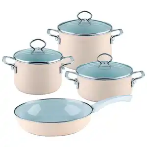Riess Kochtopfset, Beige, Metall, 7-teilig, 16 cm,20 cm, 2 l,4 l,2 l, rund, 28.5x24x48.5 cm, rostfrei, hitzebeständig, geschmacksneutral,backofengeeignet, Kochen, Töpfe, Topfsets