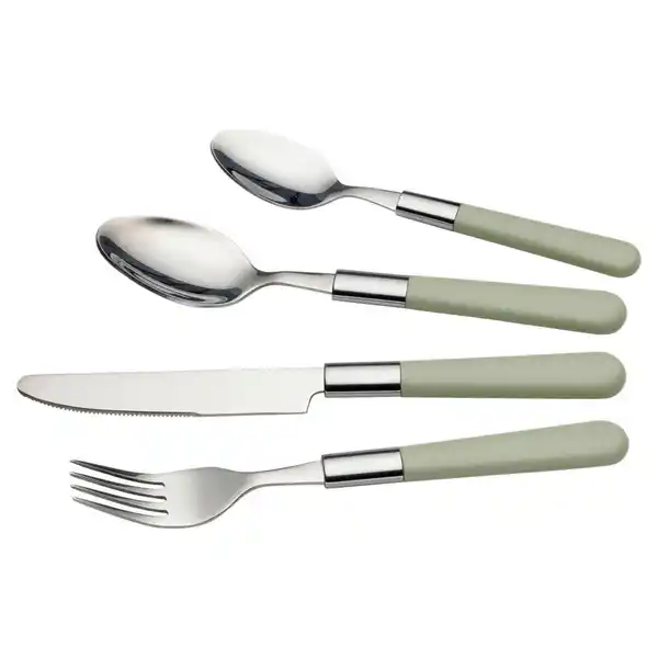 Bild 1 von Echtwerk Besteckset Bistro, Grün, Metall, 16-teilig, rutschfester Griff, lebensmittelecht, Essen & Trinken, Besteck, Besteck-Sets