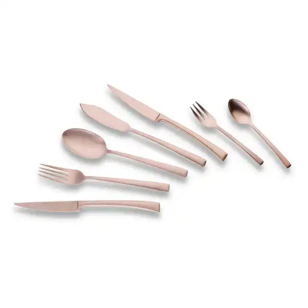 Bild 1 von Echtwerk Besteckset, Bronze, Metall, 42-teilig, ergonomischer Griff, rostfrei, lebensmittelecht, Essen & Trinken, Besteck, Besteck-Sets