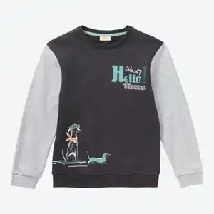 Kinder-Jungen-Sweatshirt mit Kontrast-Ärmeln, Dark-blue