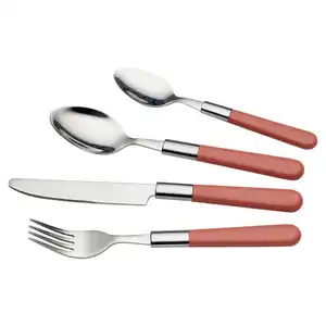 Echtwerk Besteckset Bistro, Rosa, Metall, 16-teilig, rutschfester Griff, lebensmittelecht, Essen & Trinken, Besteck, Besteck-Sets