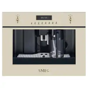 Smeg Kaffeevollautomat Cortina, Creme, Metall, Glas, 59.5x45.5x38 cm, Made in Italy, Betriebskontrollleuchte, Kaffeeauslauf höhenverstellbar, Milchdüse Brüheinheit entnehmbar, Mahlgrad einstellbar