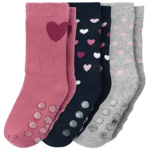 3 Paar Baby Stoppersocken im Set FUCHSIA / DUNKELBLAU / HELLGRAU