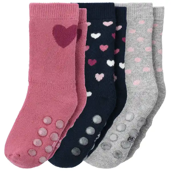 Bild 1 von 3 Paar Baby Stoppersocken im Set FUCHSIA / DUNKELBLAU / HELLGRAU