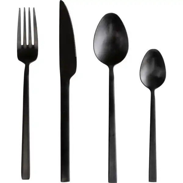 Bild 1 von Kare-Design Besteckset, Schwarz, Metall, 16-teilig, 20x6x26 cm, Essen & Trinken, Besteck, Besteck-Sets