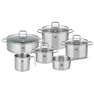 ELO Kochtopfset Citrin, Silber, Metall, 6-teilig, 24 cm,16 cm, 5,8 L,1,3 L,1,3 L,2,6 L, zylindrisch, 34x29x54 cm, Messskala, backofengeeignet, rostfrei,backofengeeignet, Kochen, Töpfe, Topfsets