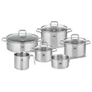 Bild 1 von ELO Kochtopfset Citrin, Silber, Metall, 6-teilig, 24 cm,16 cm, 5,8 L,1,3 L,1,3 L,2,6 L, zylindrisch, 34x29x54 cm, Messskala, backofengeeignet, rostfrei,backofengeeignet, Kochen, Töpfe, Topfsets