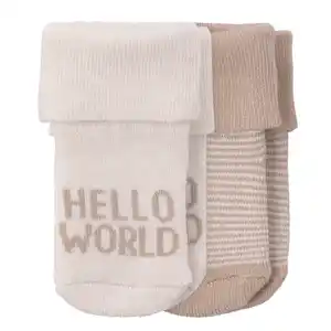 2 Paar Newborn Socken im Set HELLBRAUN / CREME