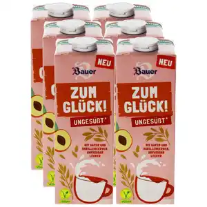 Bauer Zum Glück! Haferdrink ungesüßt, 6er Pack