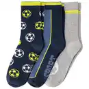 Bild 1 von 3 Paar Jungen Socken mit Fußball-Motiven DUNKELBLAU / HELLGRAU