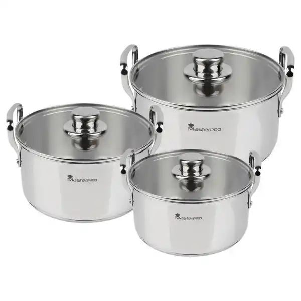 Bild 1 von Masterpro Kochtopfset Masterpro Smart, Silber, Metall, 6-teilig, 20 cm,24 cm, 3,14 l,6,5 l,11,6 l, Kochen, Töpfe, Topfsets