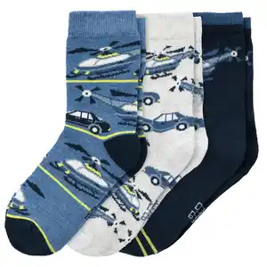 3 Paar Jungen Socken mit Fahrzeugen DUNKELBLAU / BLAU / CREME