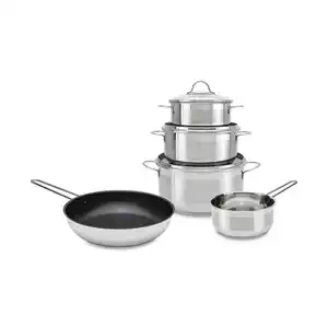 Homeware Profession. Kochtopfset Verona, Schwarz, Edelstahl, Metall, Kunststoff, 5-teilig, 16 cm,20 cm,16 cm, 4 l,2,5 l,1 l,1 l, rund, Lfgb, backofengeeignet,backofengeeignet, Kochen, Töpfe, Topfset