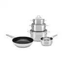 Bild 1 von Homeware Profession. Kochtopfset Verona, Schwarz, Edelstahl, Metall, Kunststoff, 5-teilig, 16 cm,20 cm,16 cm, 4 l,2,5 l,1 l,1 l, rund, Lfgb, backofengeeignet,backofengeeignet, Kochen, Töpfe, Topfset