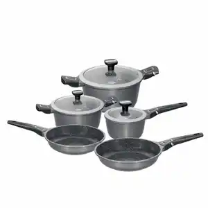 Stoneline Kochtopfset, Anthrazit, Metall, 8-teilig, 20 cm,24 cm,18 cm, 2,5 L,4,3 L,1,9 L, kratzfest, abnehmbare Griffe, leichte Reinigung, Kochen, Töpfe, Topfsets