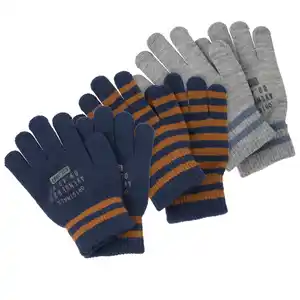 3 Paar Jungen Handschuhe im Set GRAU / DUNKELBLAU / BRAUN