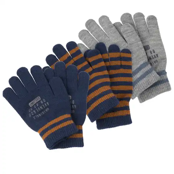 Bild 1 von 3 Paar Jungen Handschuhe im Set GRAU / DUNKELBLAU / BRAUN