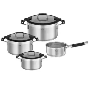 Rösle Kochtopfset Silence Pro, Edelstahl, Metall, 4-teilig, 24 cm,16 cm, 31x55x23.5 cm, Messskala, geschmacksneutral, Kochen, Töpfe, Topfsets