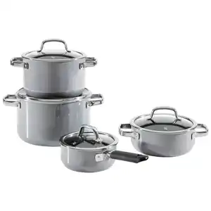 WMF Kochtopfset Fusiontec, Grau, Metall, 4-teilig, 20 cm,24 cm,16 cm, kratzfest, breiter Schüttrand, Kochen, Töpfe, Topfsets