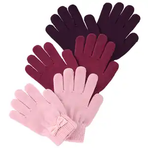 3 Paar Mädchen Handschuhe im Set ROSA / DUNKELLILA