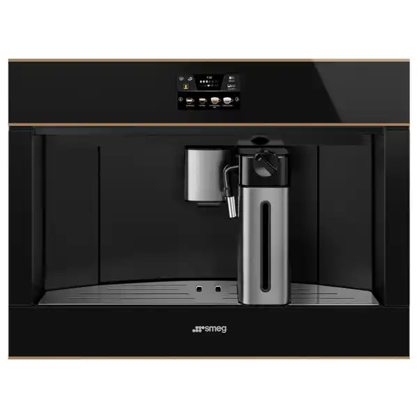 Bild 1 von Smeg Kaffeevollautomat Dolce Stil Novo, Schwarz, Kupfer, Metall, Glas, 59.5x45.5x47 cm, Made in Italy, Brüheinheit entnehmbar, Tassenvorwärmung ein-/ausschaltbar, Kindersicherung, Wasserfilterwechs