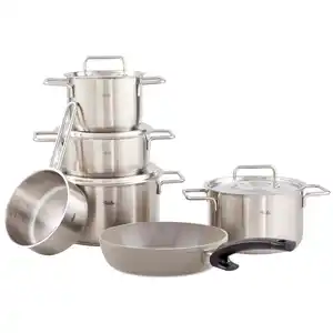 Fissler Kochtopfset Pure Inkl. Gratis Bratpfanne, Silber, Metall, 6-teilig, 16 cm,20 cm,16 cm, backofengeeignet,backofengeeignet, Kochen, Töpfe, Topfsets